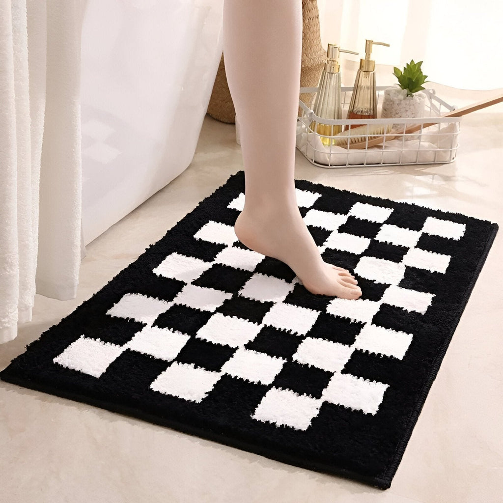 Alfombra de Baño de Cuadros de Terciopelo
