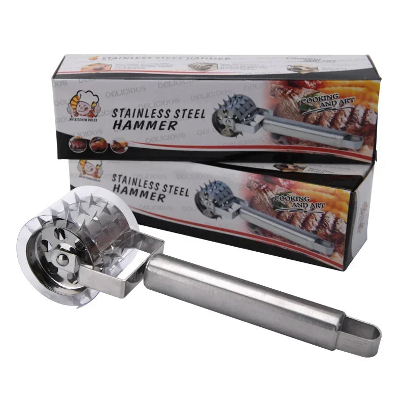 SteelTender Aplanador de Carne | Ablandador de Carne de Acero Inoxidable con Cabeza de Golpe | Para Filetes, Escalopes y Cerdo | 18 cm
