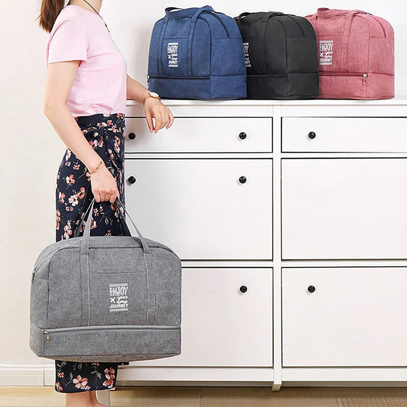 Lugviva Bolsa de Viaje Plegable para Mujeres | Gran Bolsa de Fin de Semana de Tela Oxford | Bolsa de Mano para Viajes, Uso Diario y Deporte