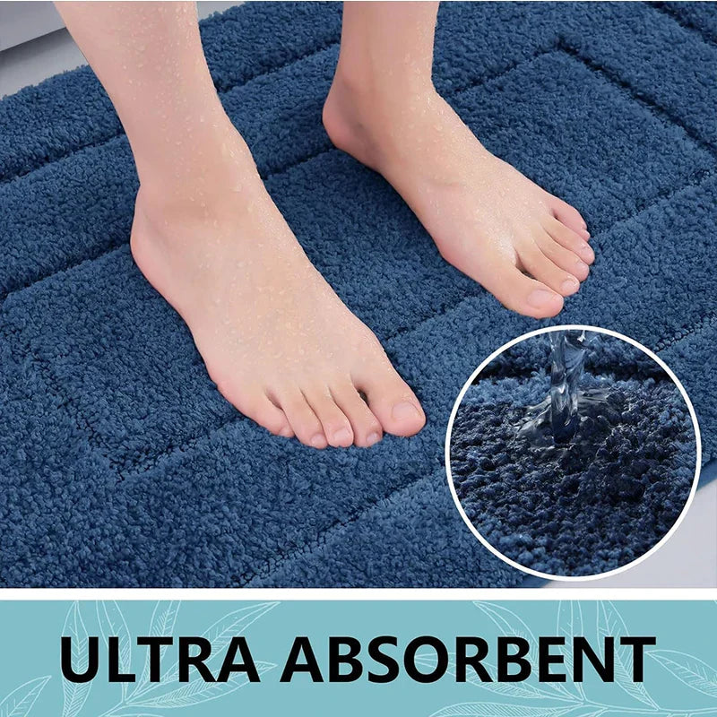 Alfombra de baño de microfibra antideslizante – Alfombra de baño de doble capa | Absorbente y suave | Alfombra de confort | Brehn