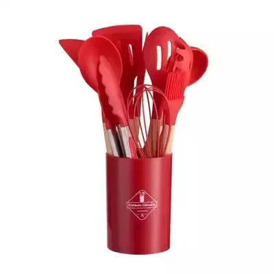 ChefEase – Set de utensilios de cocina de silicona de 12 piezas con mangos de madera | Brehn
