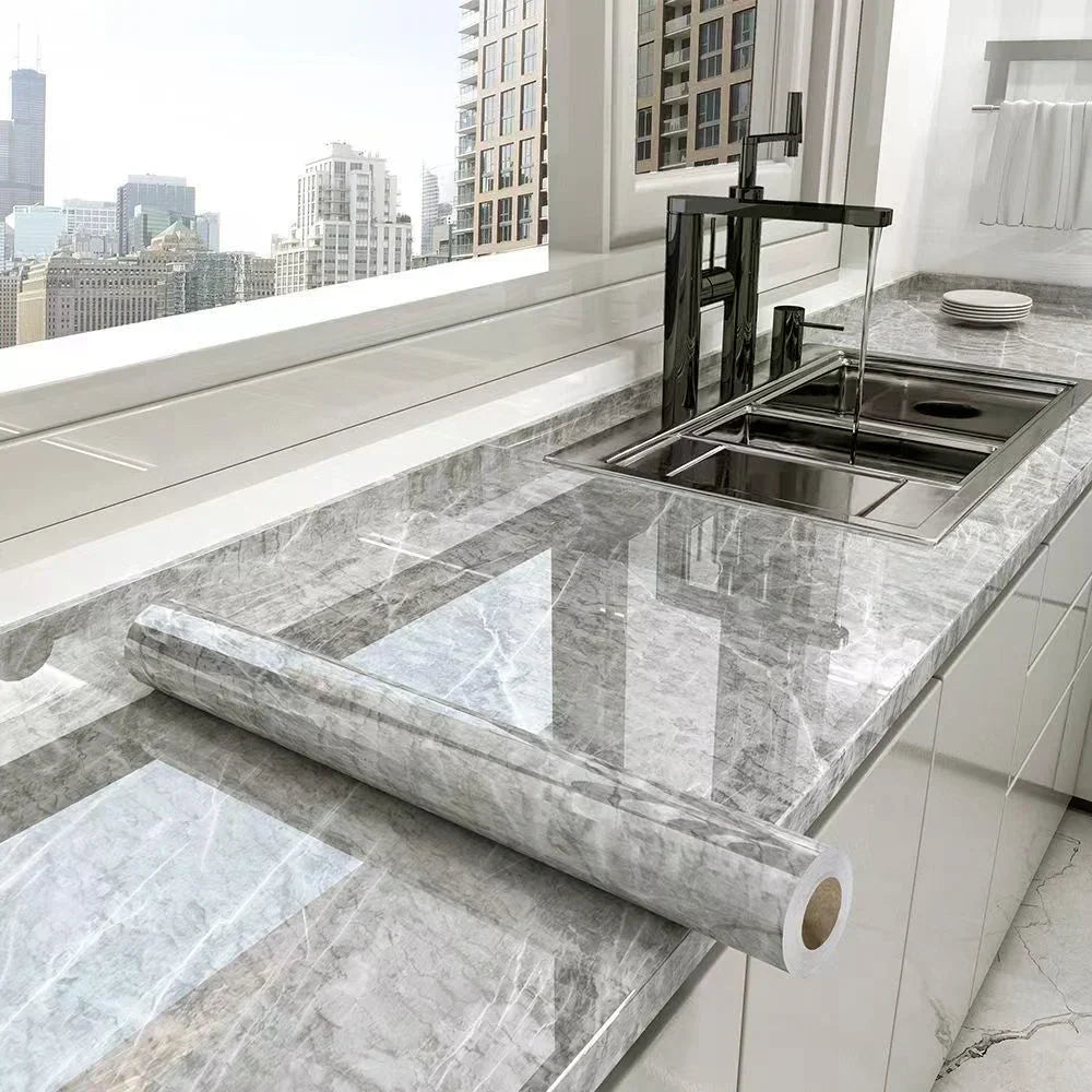 Lisslune | Película a Prueba de Aceite para Cocina de Mármol - Papel Tapiz Autoadhesivo Impermeable para Renovación de Estufa, Encimera, Gabinete, Azulejo
