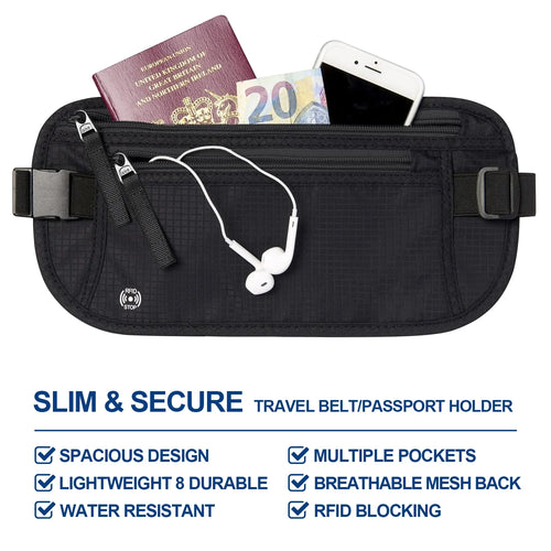 SafeTraveler Riñonera | Protección RFID | Compartimento de seguridad oculto | Para damas y caballeros