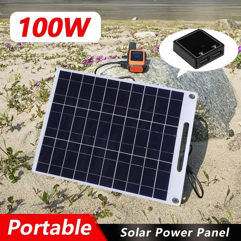 Panel solar portátil SOLVION Charge 100W | 5V | Doble USB | Impermeable | Exterior y Camping
