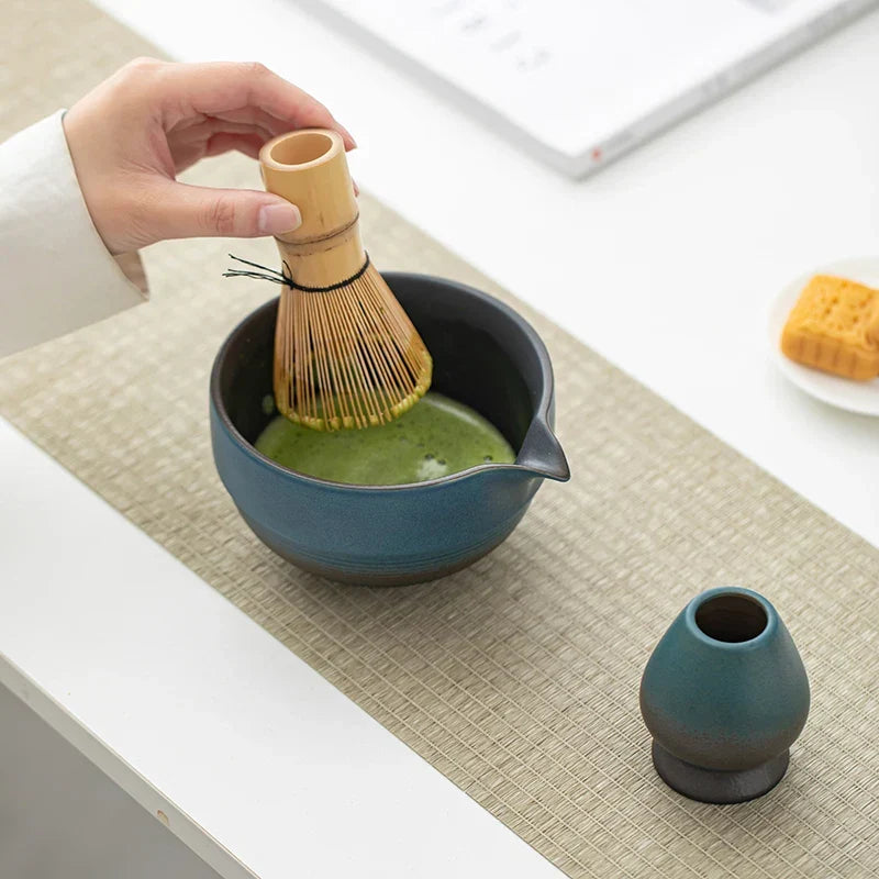 Tazón de Matcha Japonés Hecho a Mano Verde Tamaño Estándar Cerámico