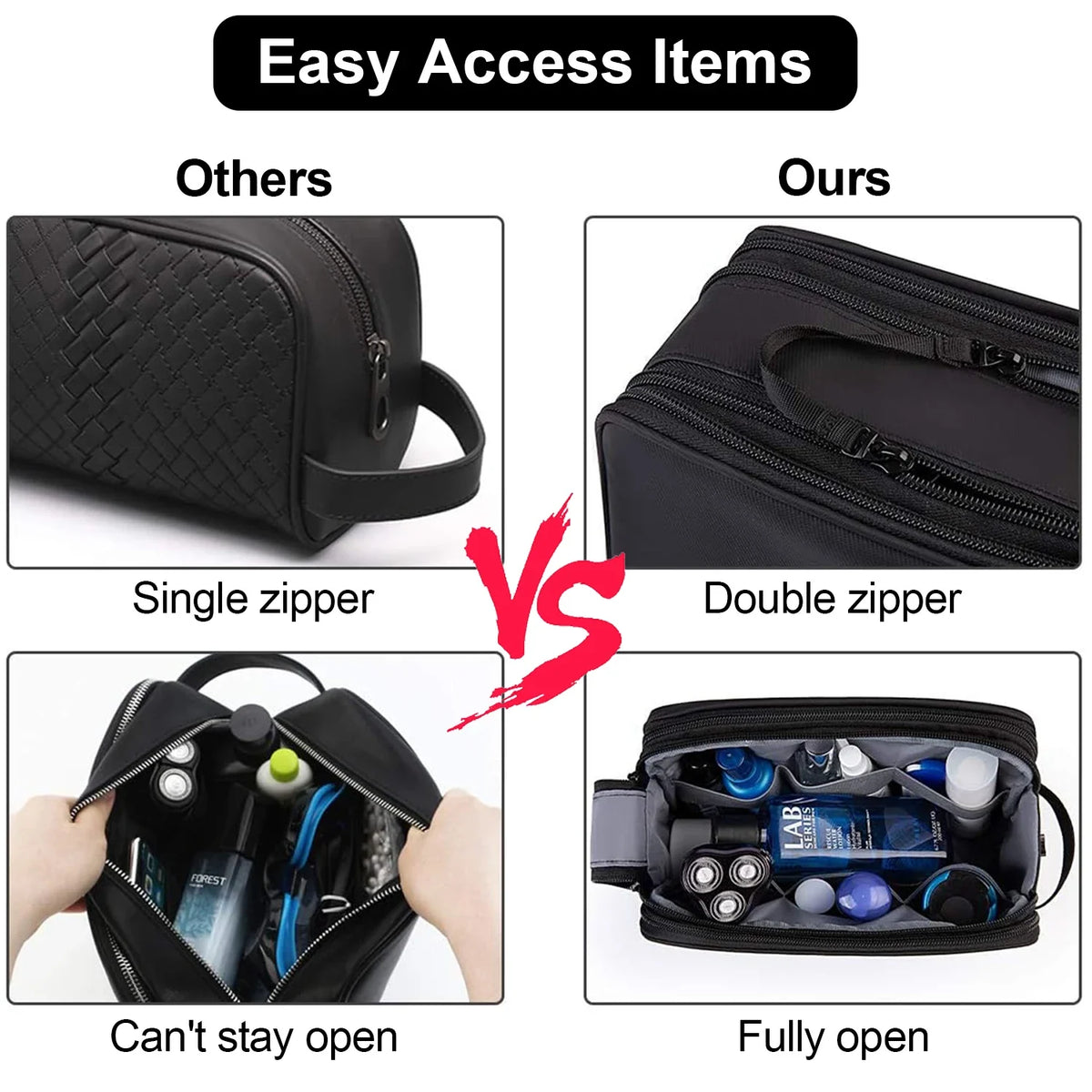 Gentrax Necessaire para Hombre | Impermeable y Grande | Organizador de Viaje Resistente con Compartimento Húmedo | Dopp Kit para Afeitado y Cuidado Personal