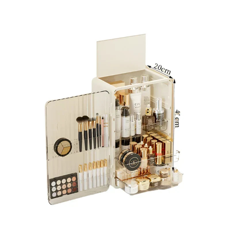 Caja de Almacenamiento Cosmético a Prueba de Polvo con Puerta Magnética para Maquillaje y Cuidado de la Piel