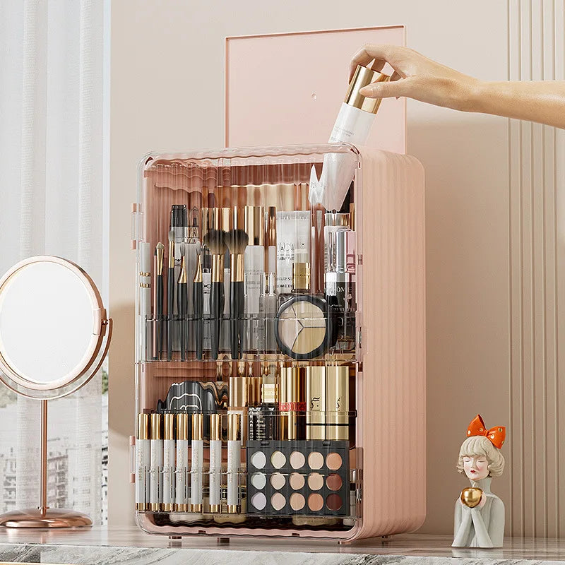 Caja de Almacenamiento Cosmético a Prueba de Polvo con Puerta Magnética para Maquillaje y Cuidado de la Piel