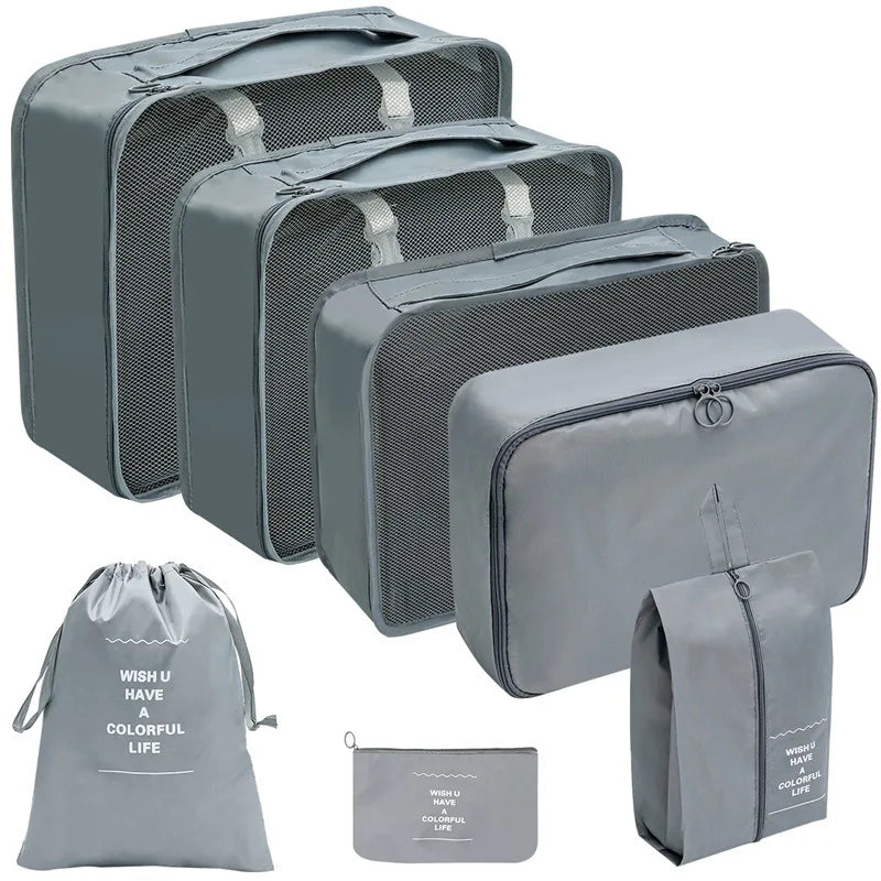 PackWunder Set de Organizadores de Viaje 7/8/9/10 piezas | Organizadores de Maleta Plegables | Para Ropa, Zapatos y Accesorios