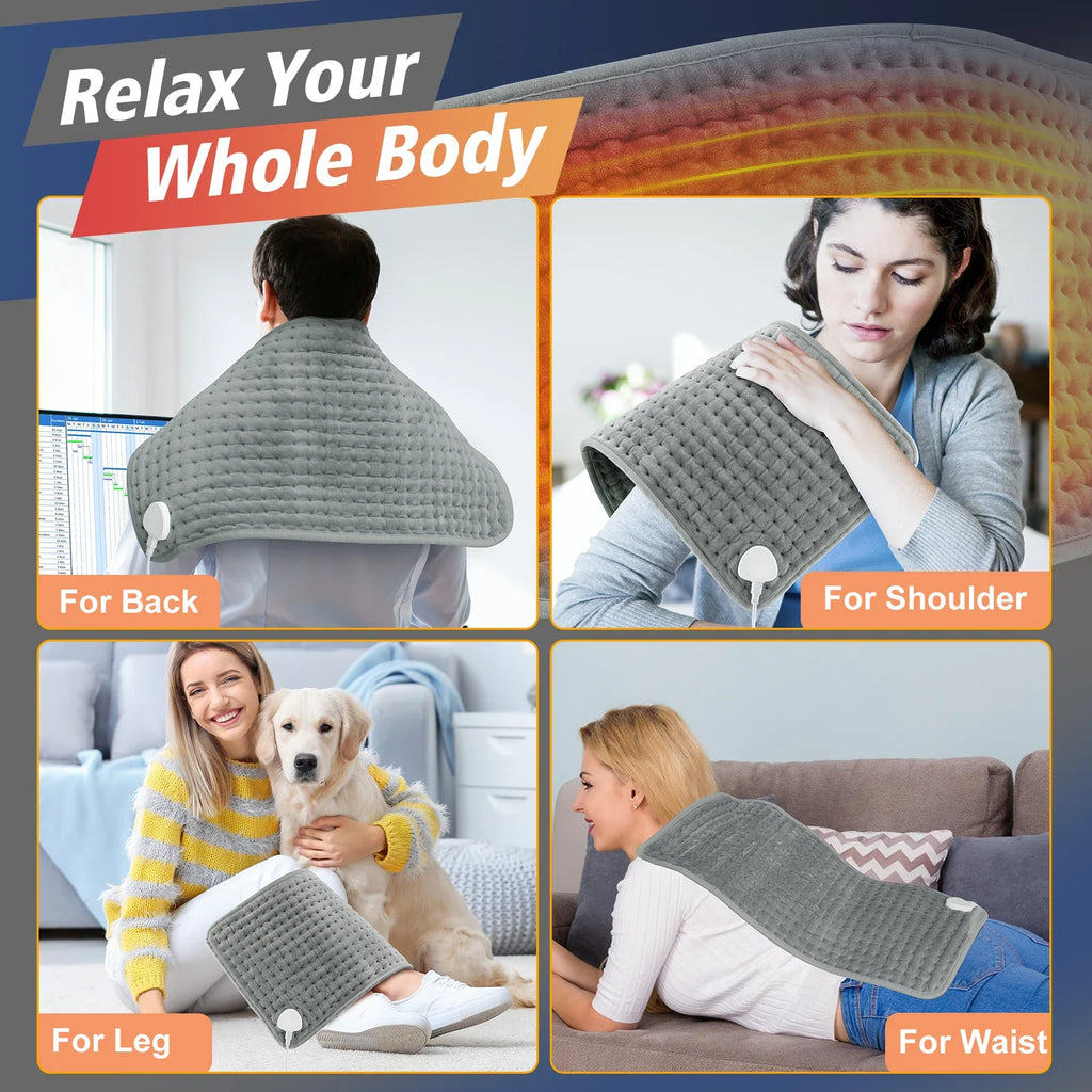 CosiTherm Almohadilla térmica | 9 niveles de temperatura y 4 opciones de temporizador | Microfleece súper suave | 58×29 cm