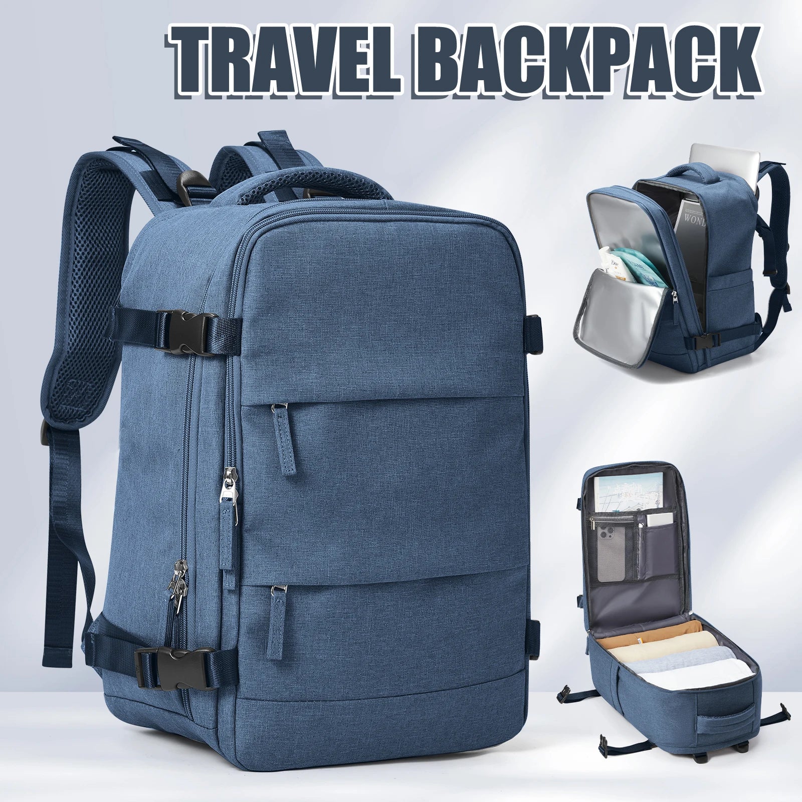 Mochila de viaje Travomate | Impermeable y versátil | Compartimento para laptop de 15,6" | Gran capacidad con separación húmeda-seca