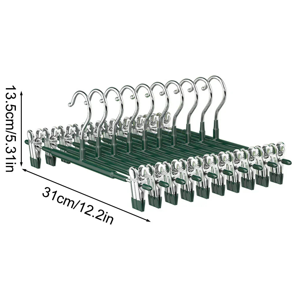 Kalsten | Percha de Acero Inoxidable Closyra con Clips | Ajustable y Antideslizante | Para Faldas, Pantalones y Ropa Interior | Ahorra Espacio y Sin Costuras