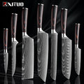 Skorter | Juego de cuchillos de cocina XITUO - 1-9PCS Cuchillos de chef, Santoku y de fruta de acero inoxidable 7Cr17Mov con mango ergonómico de Pakkawood