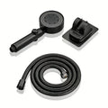 Skanto | Aquaflex – Cabezal de ducha de alta presión negro con soporte y manguera