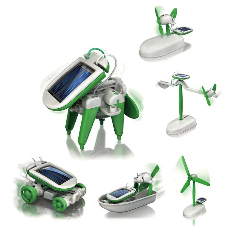 Kit de Robot Solar 6 en 1 – Construye y Aprende con Veleros, Molinos de Viento, Coches y Más