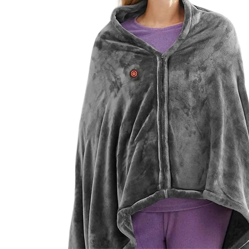 CozyTherm Wear Manta Térmica USB para Llevar | 150 × 85 cm | 3 Niveles de Temperatura | Lavable a Máquina y Portátil