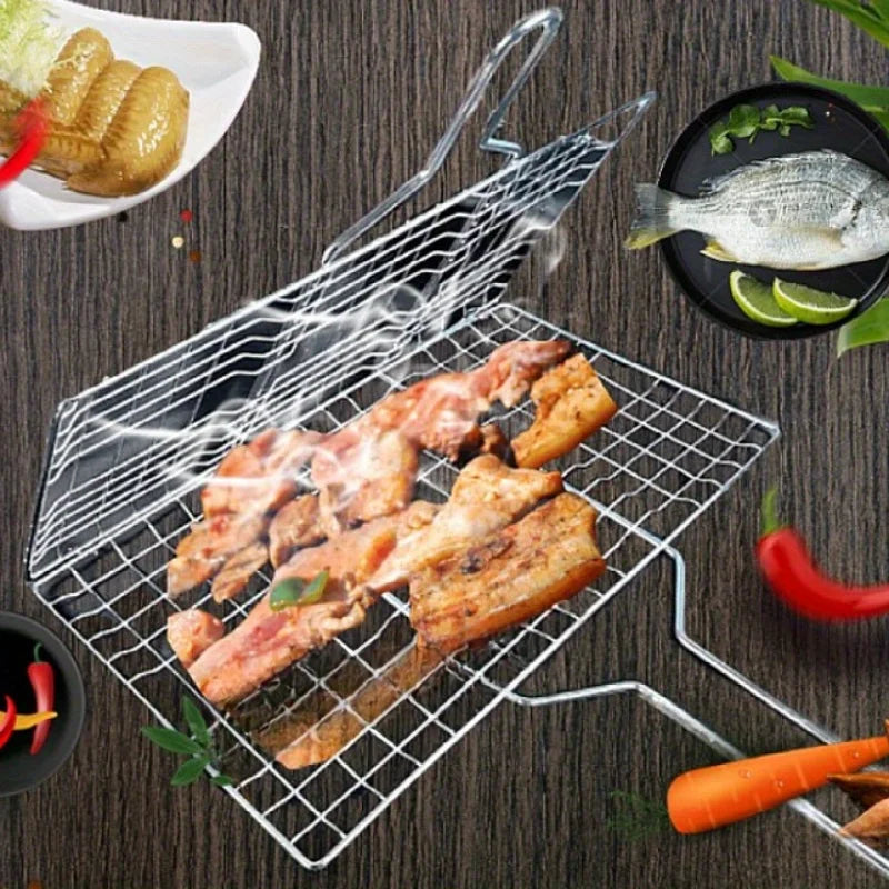 Kalsten | Canasta BBQ Grillaro | Plegable y Antiadherente | Acero Inoxidable y Resistente al Calor | Para Carnes y Verduras