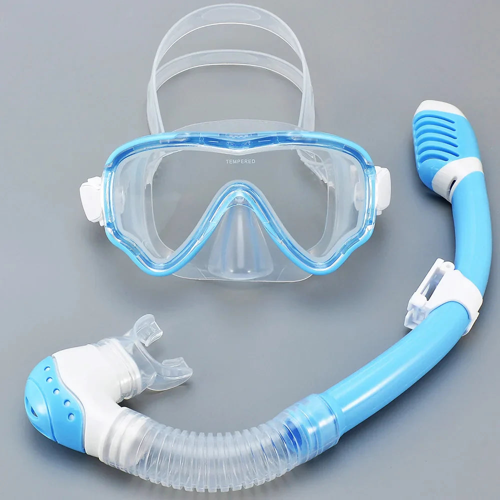 AquaJuni Máscara de Buceo para Niños con Snorkel | Antivaho & a Prueba de Fugas | Vidrio Templado & Silicona | Para Niños y Niñas de 7 a 15 Años