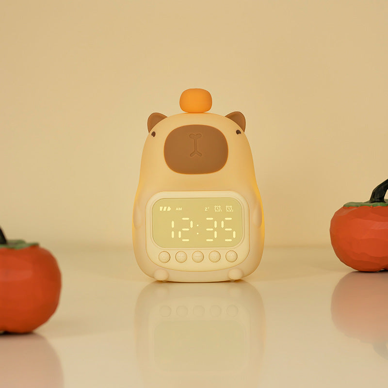 CapyGlow – Reloj despertador en forma de capibara con suave brillo y diseño recargable