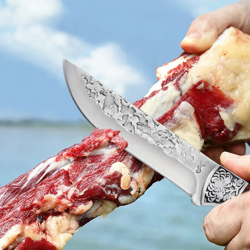 Lisslune | Cuchillo de Chef de Acero Inoxidable Forjado - Cuchillo Versátil para Cocina, Carne, Frutas, BBQ y Deshuesado con Funda