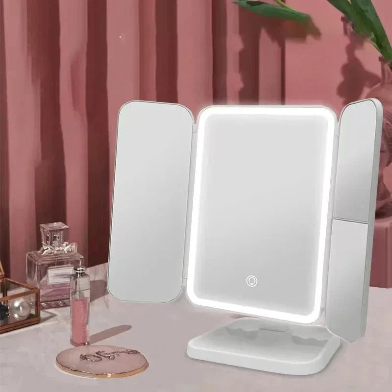 GLAMLITE MIRROR – Espejo de tres partes con iluminación LED en 3 colores para el maquillaje perfecto