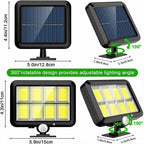 LuminaX Solar | 100 COB LED Lámpara Solar | IP65 | Sensor de Movimiento y 3 Modos | Iluminación Exterior Inalámbrica