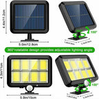 LuminaX Solar | 100 COB LED Lámpara Solar | IP65 | Sensor de Movimiento & 3 Modos | Iluminación Exterior Inalámbrica
