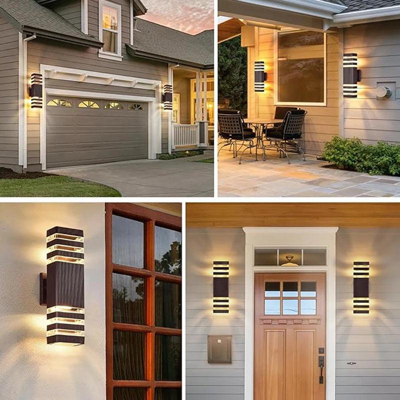 LumiBloc Lámpara de Pared LED Exterior | Efecto Up & Down | Casquillo E27 | IP65 Impermeable | Diseño Moderno para Jardín y Balcón