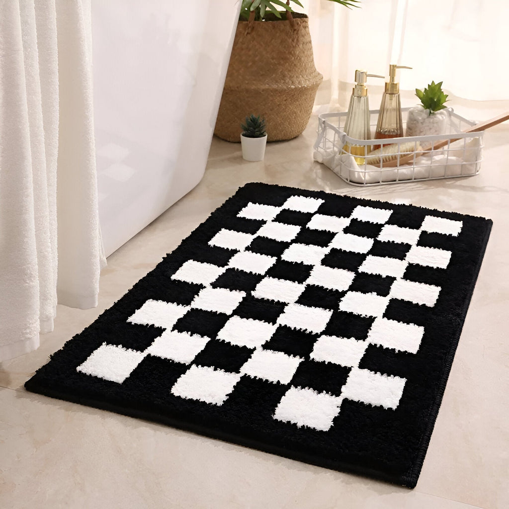 Alfombra de Baño de Cuadros de Terciopelo
