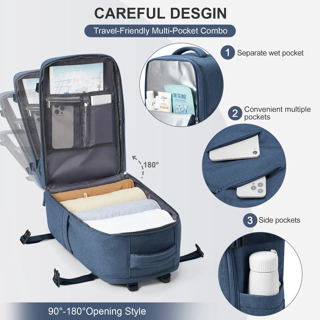Mochila de viaje Travomate | Impermeable y versátil | Compartimento para laptop de 15,6" | Gran capacidad con separación húmeda-seca