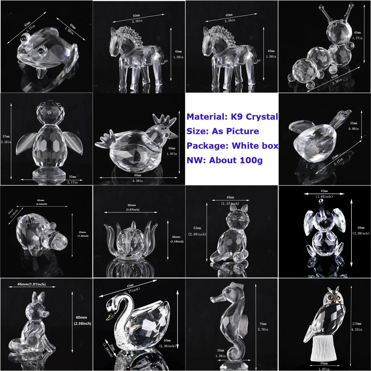 Figuras de bolas de cristal de animales súper lindas