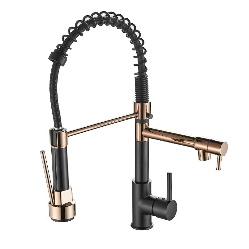 BowLift | Grifo de Cocina DualFlow - Lujoso Grifo de Cocina Doble de Bronce