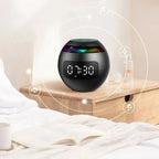 Reloj despertador con altavoz esférico | Bluetooth 5.0 | Luz nocturna LED | Batería de 2200 mAh