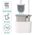 Cepillo de inodoro HygieBrush DuoClean | Set de cepillo de inodoro 2 en 1 de silicona con soporte de pared | Antibacteriano y ahorra espacio