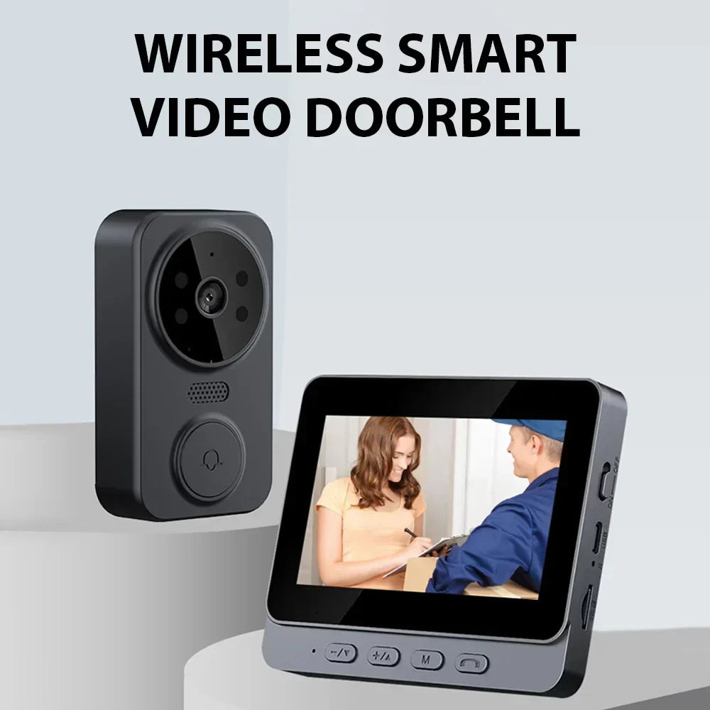 Timbre de video inalámbrico con pantalla IPS de 4.3" y visión nocturna
