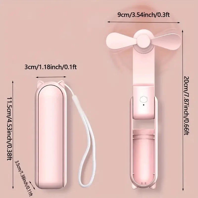 Mini Ventilador de Mano Breezella | Recargable por USB | 3 Velocidades | Plegable y Función de Powerbank | Batería de 2000 mAh