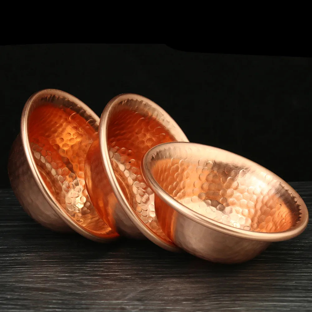 Kalsten | Cuenco de preparación de agua de cobre puro nepalí hecho a mano con patrón de martillo, cuenco de agua sagrada para accesorios de Buda y budismo