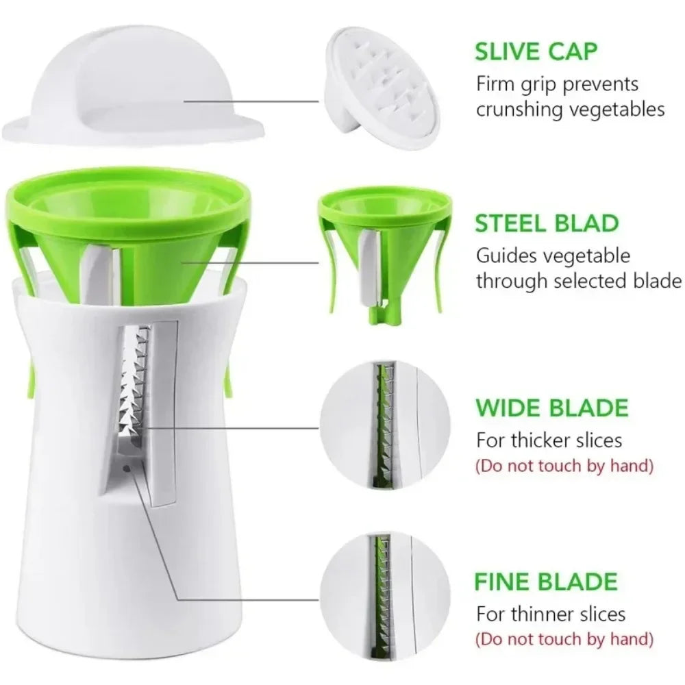 VeggiTwist Cortador Espiral | Para Verduras y Queso | Manual y Compacto | Acero Inoxidable y Plástico Libre de BPA