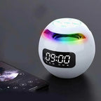 Reloj despertador con altavoz esférico | Bluetooth 5.0 | Luz nocturna LED | Batería de 2200 mAh