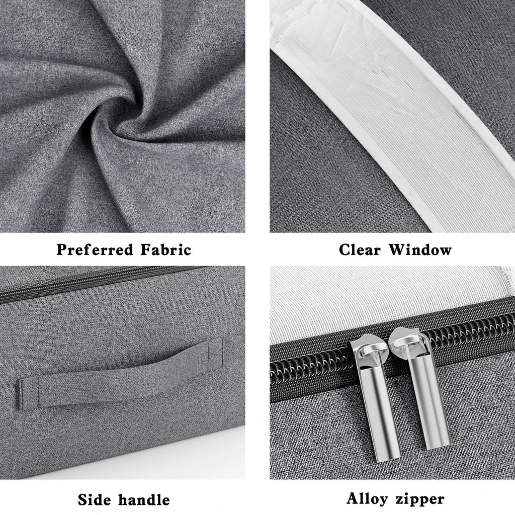Livono Bolsa de Almacenamiento | Extra Grande y Plegable | Con Ventana Transparente y Cremallera | Tejido Cationico Gris