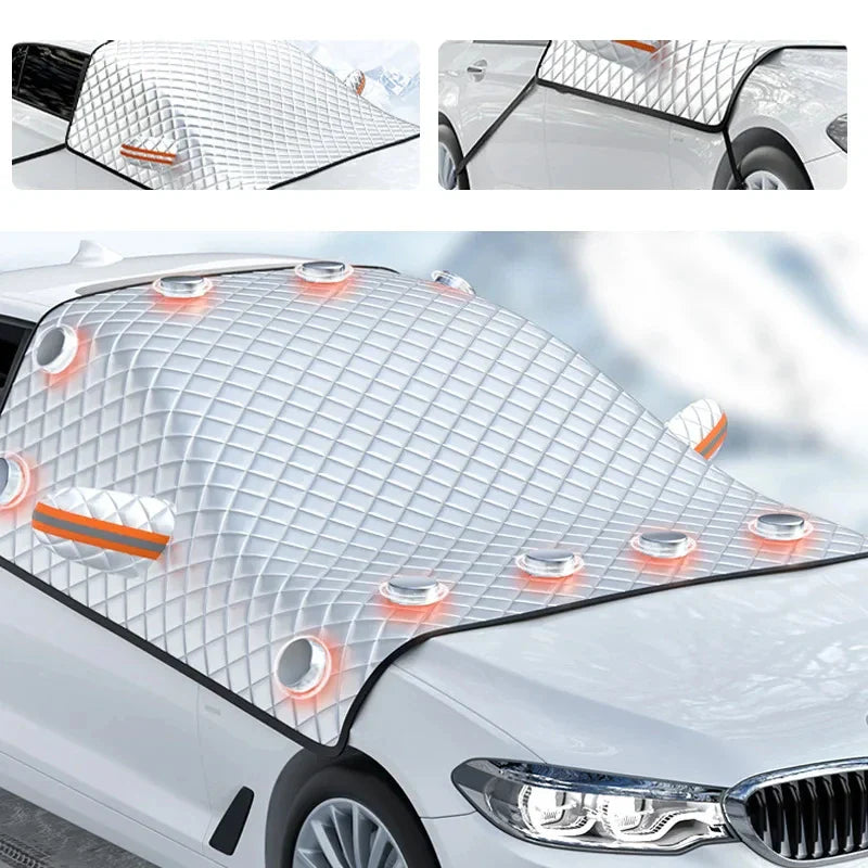Cubierta magnética para parabrisas de automóvil FrostGuard Max | Protección contra el hielo en invierno y protección UV en verano | Impermeable y fácil de fijar
