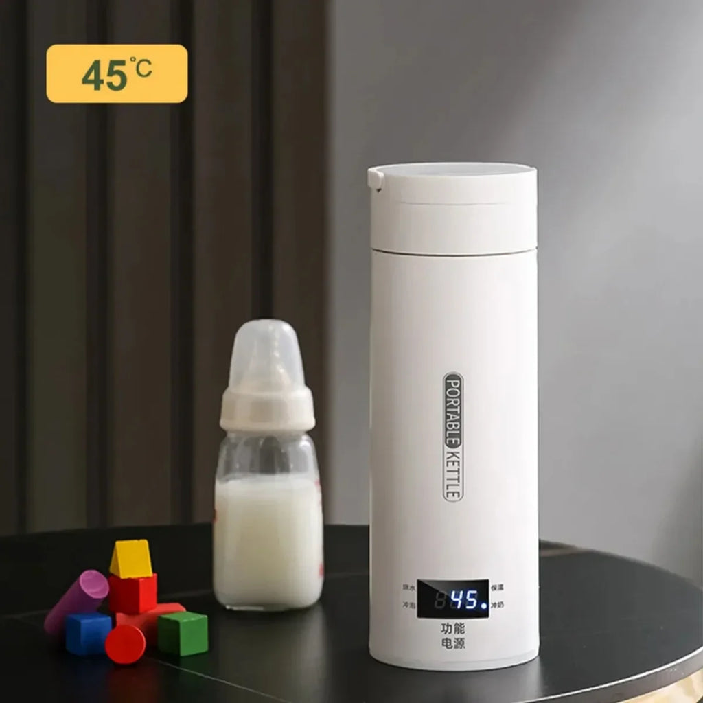 Hervidor de agua eléctrico de viaje | 500 ml | Mini jarra térmica con LCD | Para té y café en el camino