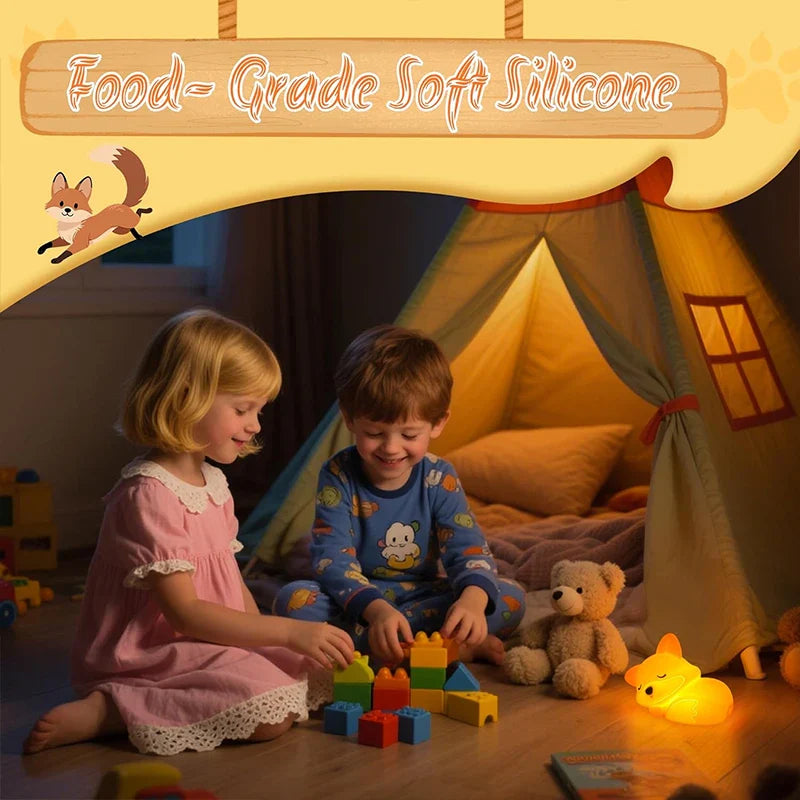 Luz nocturna Fuchs de silicona | Recargable, regulable y con temporizador | Dulce idea de regalo para niños y adultos
