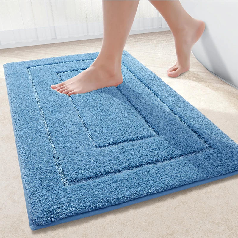 Alfombra de baño de microfibra antideslizante – Alfombra de baño de doble capa | Absorbente y suave | Alfombra de confort | Brehn