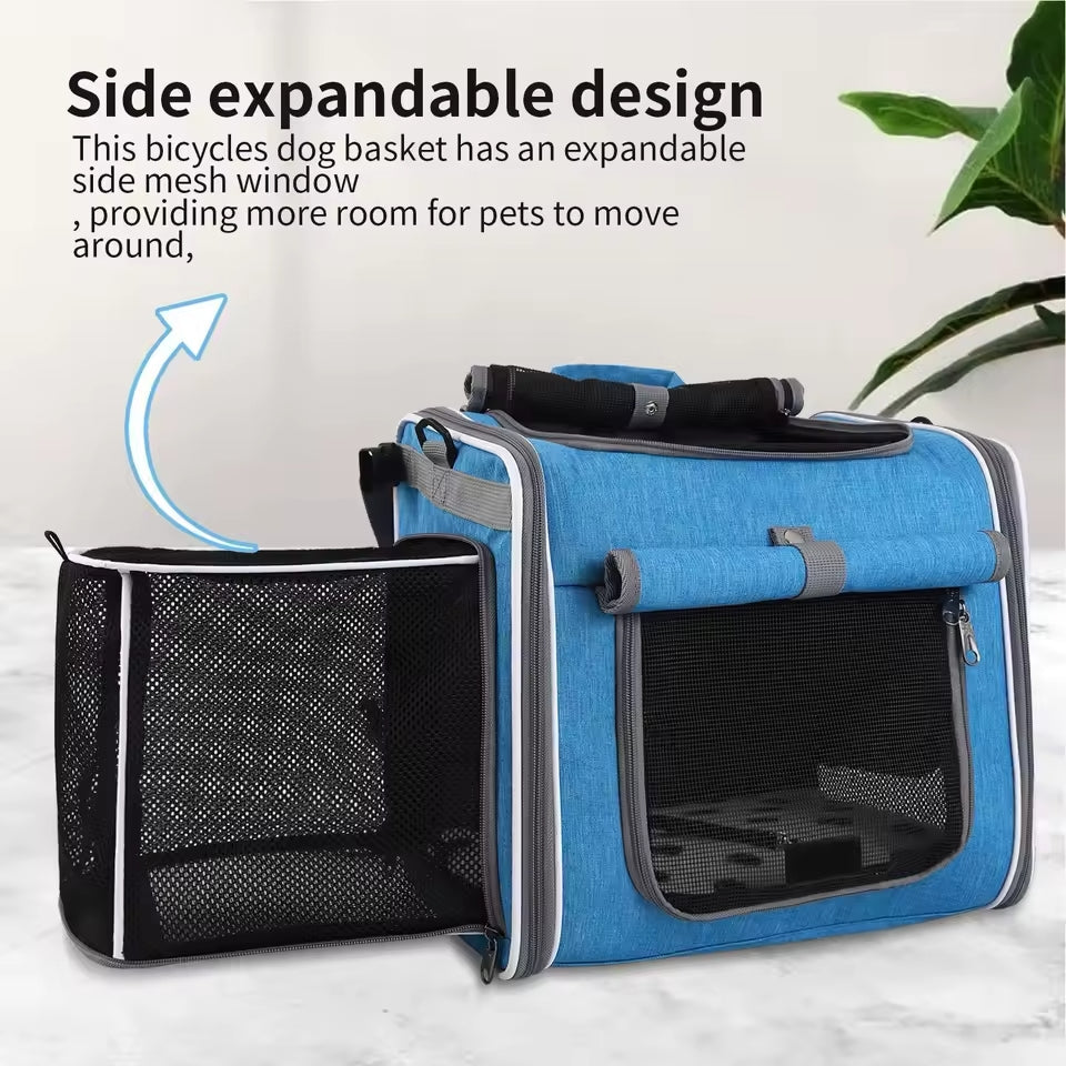 Cesta de Bicicleta Expandible para Mascotas – Cómoda y Segura para Perros y Gatos Pequeños