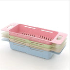 FlexDrain Escurridor de Cocina – Organizador de Fregadero Ajustable | Drenaje Automático & Deshidratador de Frutas y Verduras | Accesorios de Cocina Ahorra Espacio