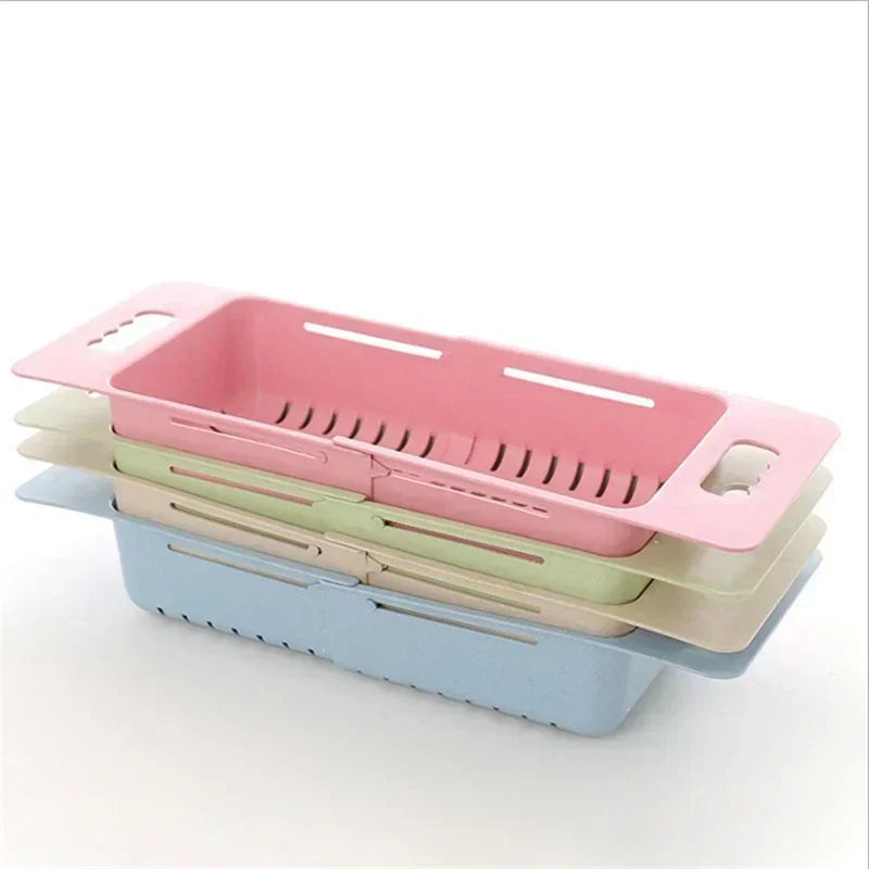 FlexDrain Escurridor de Cocina – Organizador de Fregadero Ajustable | Drenaje Automático & Deshidratador de Frutas y Verduras | Accesorios de Cocina Ahorra Espacio | Brehn