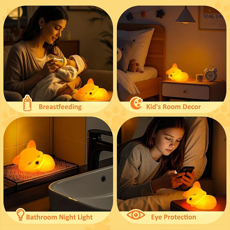 Luz nocturna Fuchs de silicona | Recargable, regulable y con temporizador | Dulce idea de regalo para niños y adultos