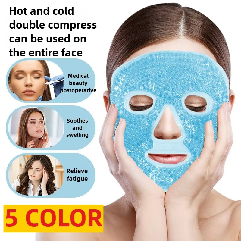 Kalsten | Máscara de Gel con Perlas para el Rostro Completo de Terapia Fría y Caliente con Compresa para los Ojos
