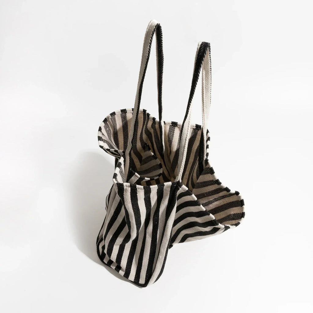 Bolso de tela de lino a rayas
